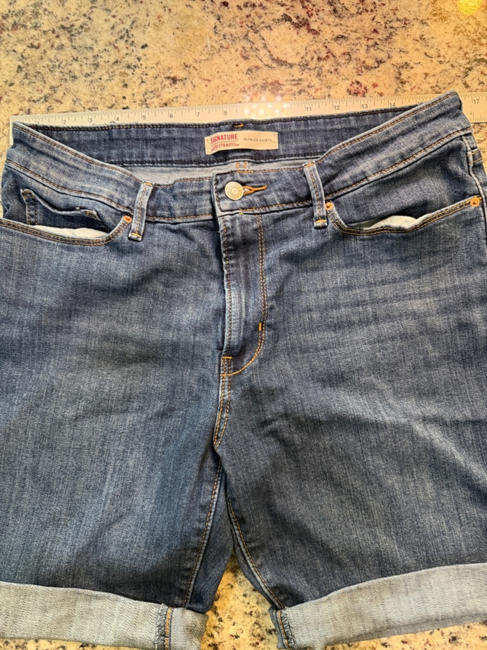 Signature by Levi Strauss Women's Medium Blue Boyfriend Denim Shorts